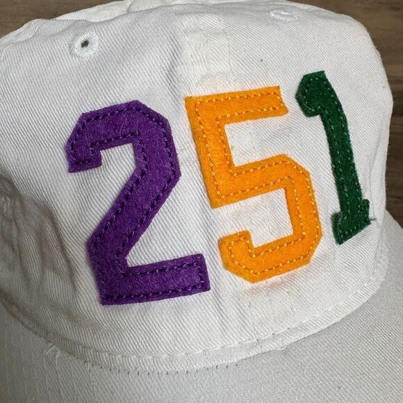 Mobile, Alabama 251 Felt Numbers Mardi Gras Embroidered white hat OS Adult - Picture 4 of 11